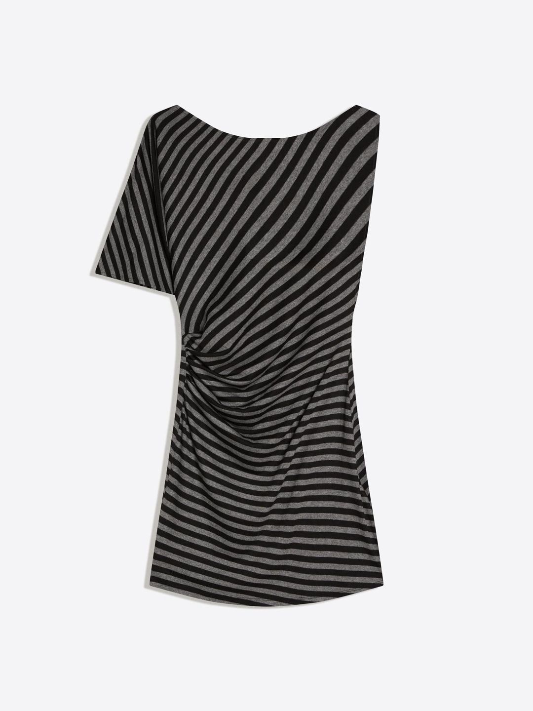 Asymmetric striped mini dress