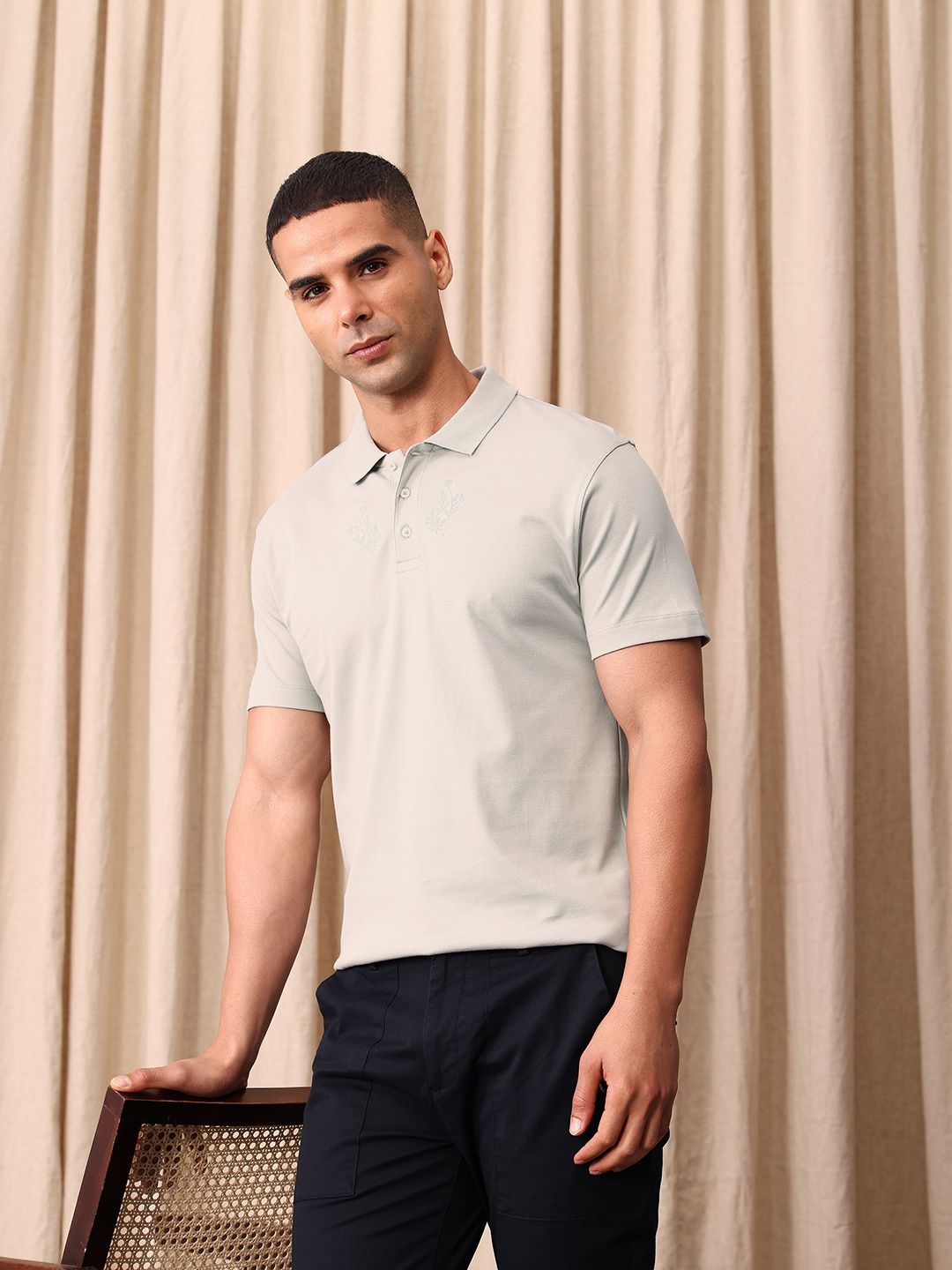 Mr Bowerbird Polo Collar Pure Cotton Tailored Fit T-shirt
