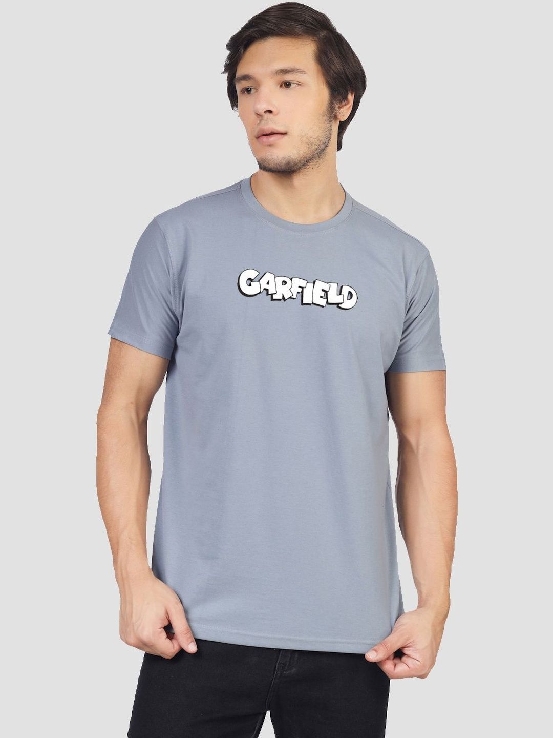 Greylongg Men Brand Logo Garfield Printed T-shirt