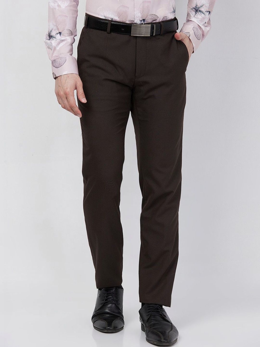 Raymond Checked Slim Fit Formal Trousers