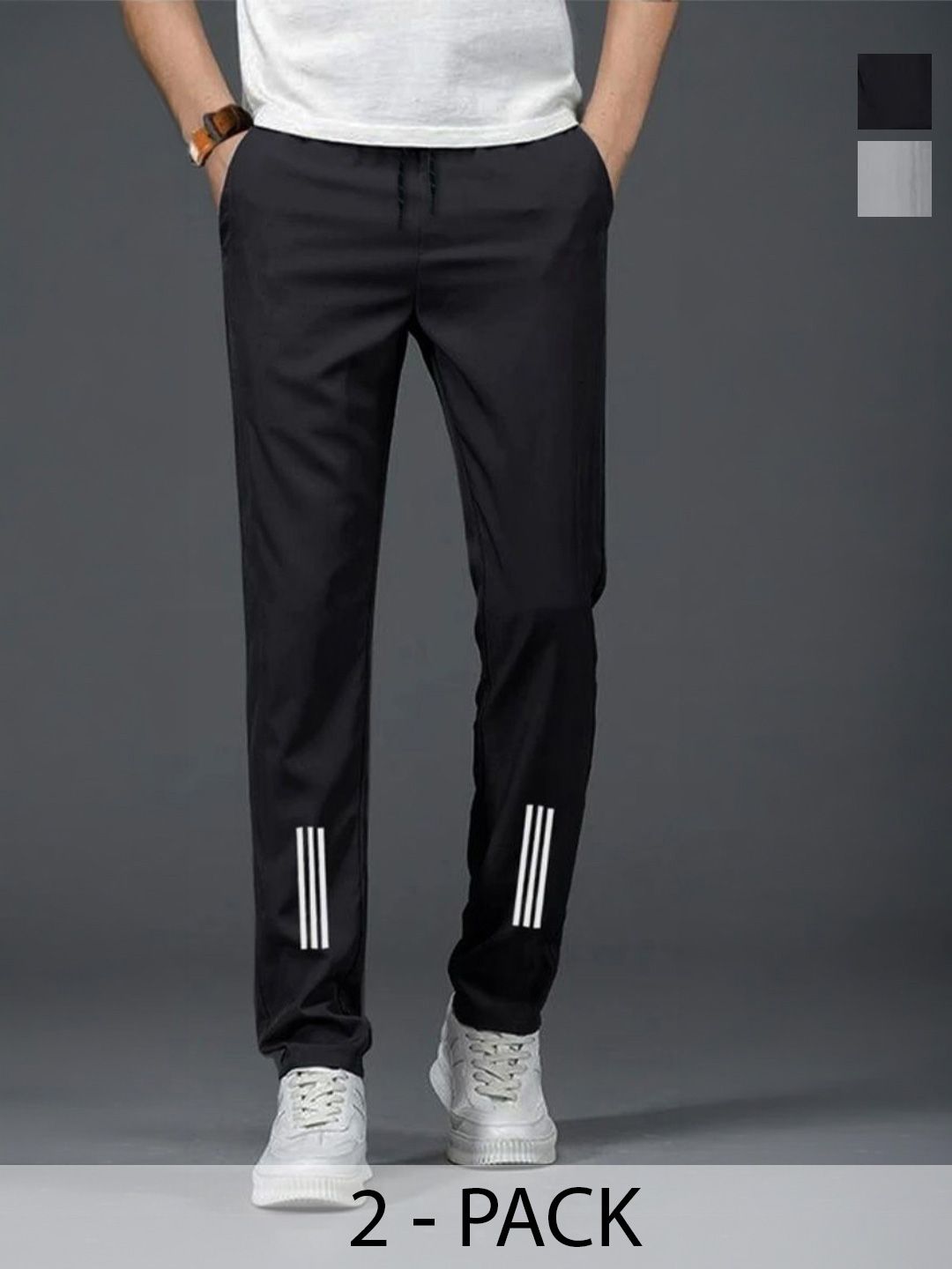 Metronaut Men Pack of 2 Regular Fit Striped Training Track Pants