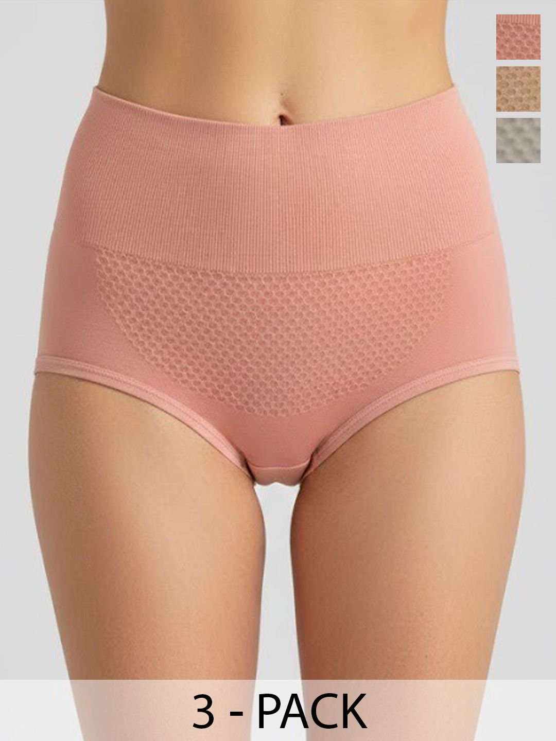 JETVELI Women Pack of 3 Pure Cotton Quick Dry High Rise No-Visible Panty Line Basic Briefs