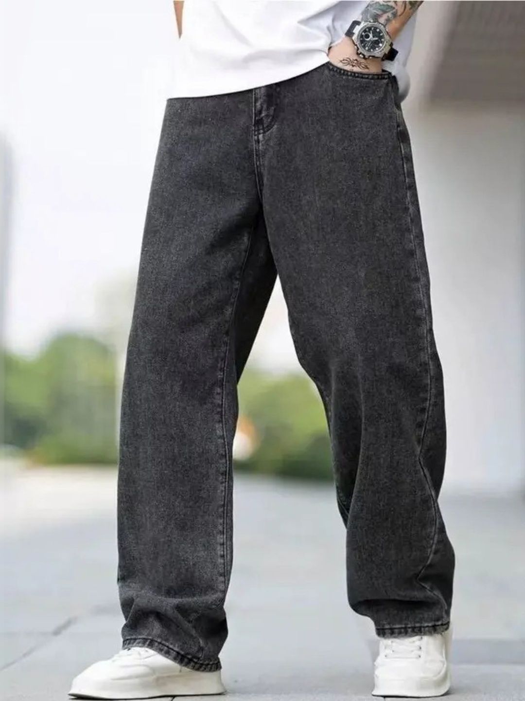 BREXX Men Comfort Wide Leg Mid-Rise Light Fade Stretchable Jeans