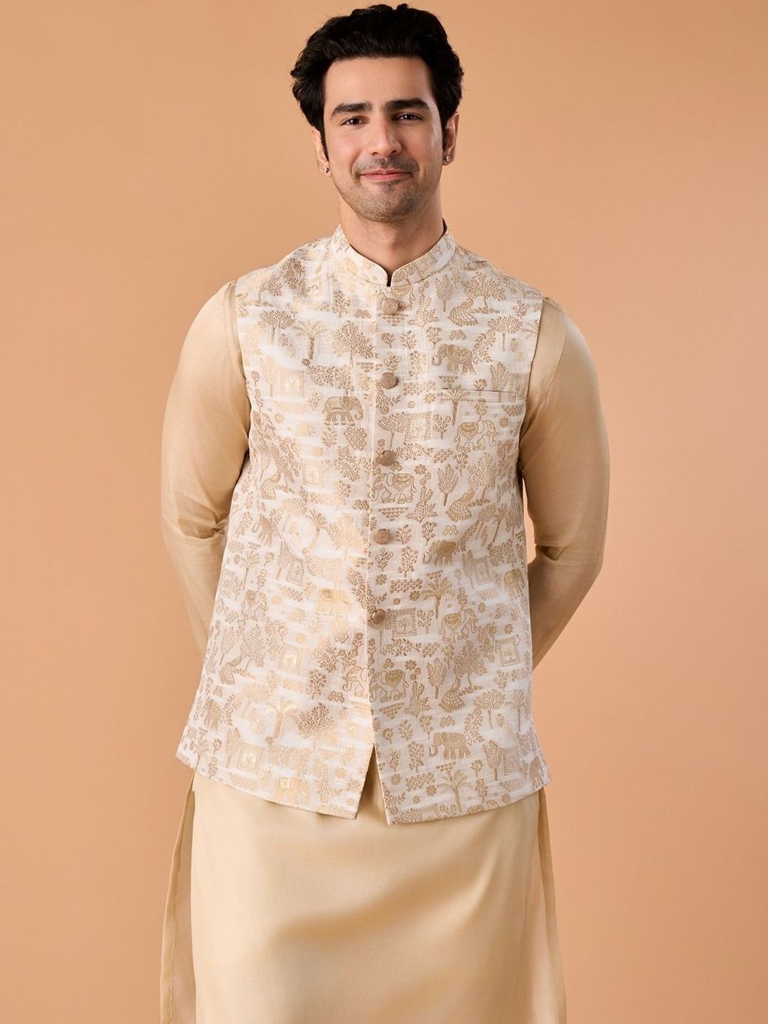 Manyavar Woven Design Nehru Jackets