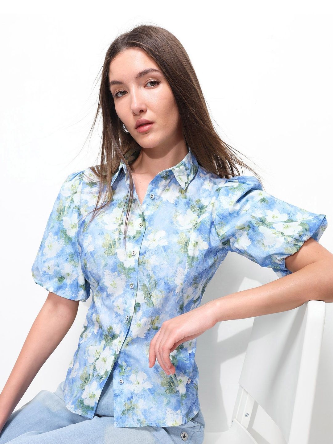 Slim Fit Casual Shirt U.S. Polo Assn. Women Women Slim Fit Floral Printed Casual Shirt