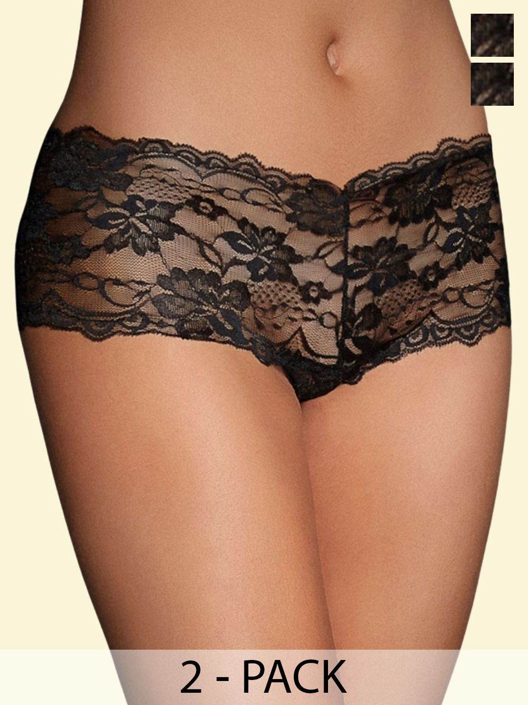 ZERJAMA Women Pack of 2 Printed Lace Boy Shorts