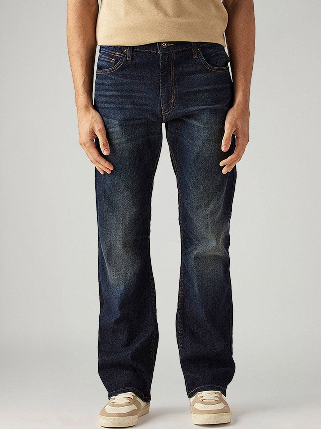 Buy Levis Men's 517 Dark-Blue Bootcut Fit Mid Rise Hyper Stretch