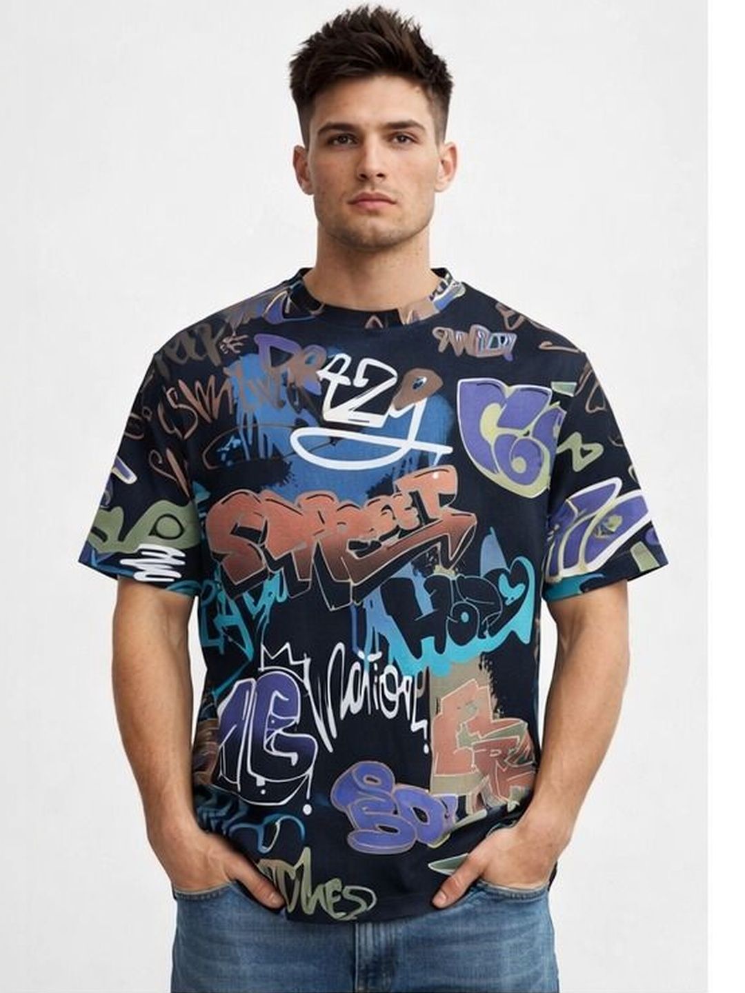 The Roadster Lifestyle Co Printed Cotton Round Neck Relaxed Fit T-shirt