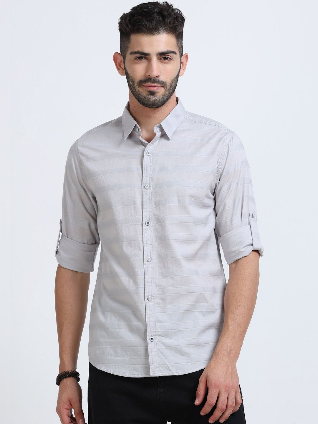 The Roadster Lifestyle Co Striped Cotton Spread Collar Full Sleeve Casual Shirt