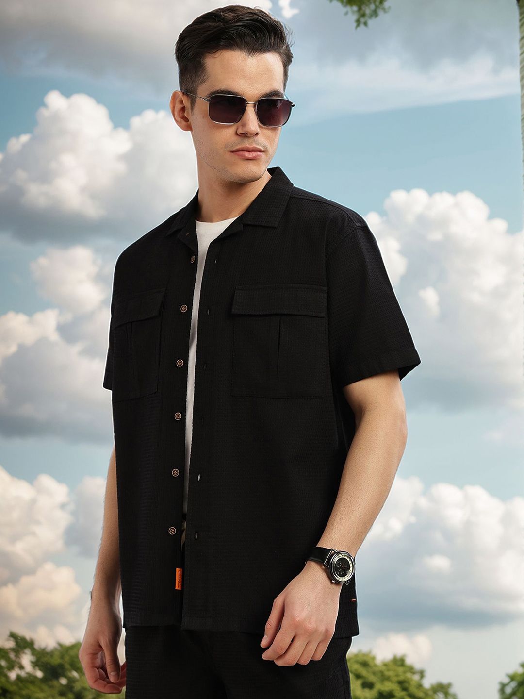 Thomas Scott Men Premium with Flap Pockets Casual Shirt
