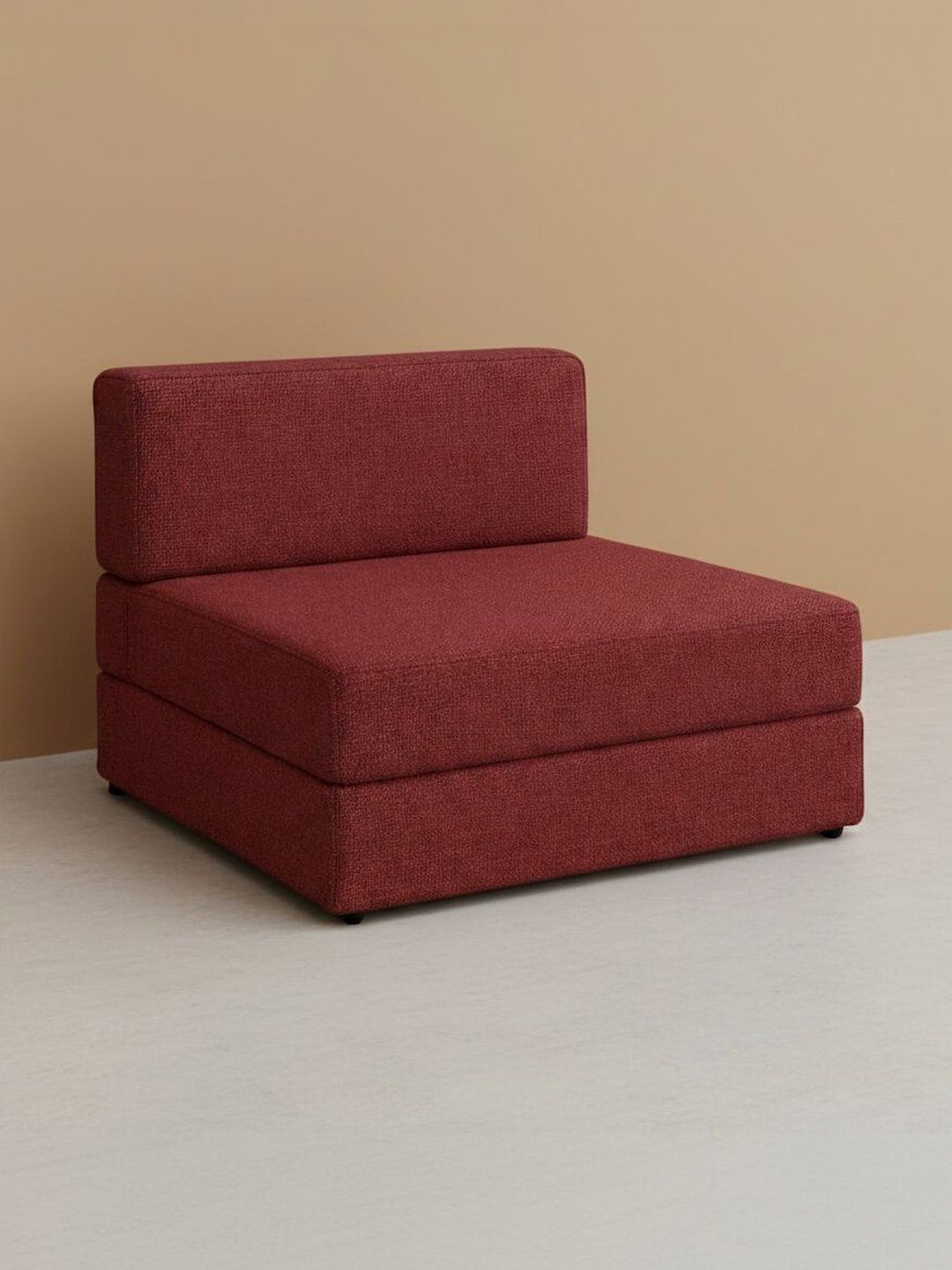 Pum Pum Maroon Convertible Foldable 2-Seater Sofa Cum Bed