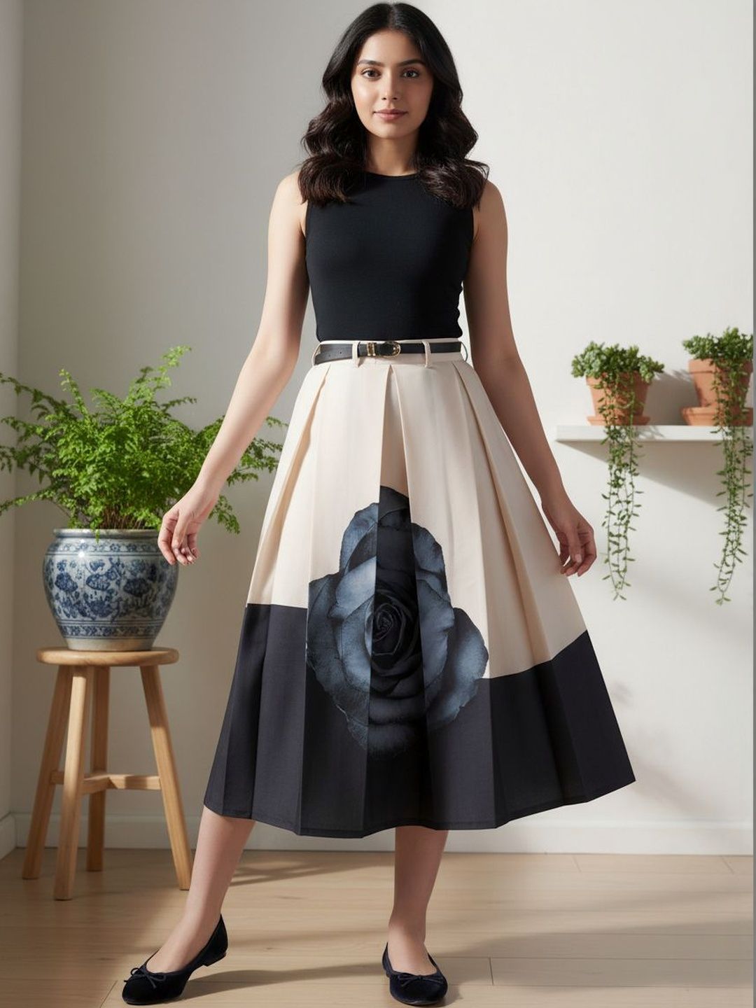 BLUE PIEGEON Women Cotton Floral Midi Fashion