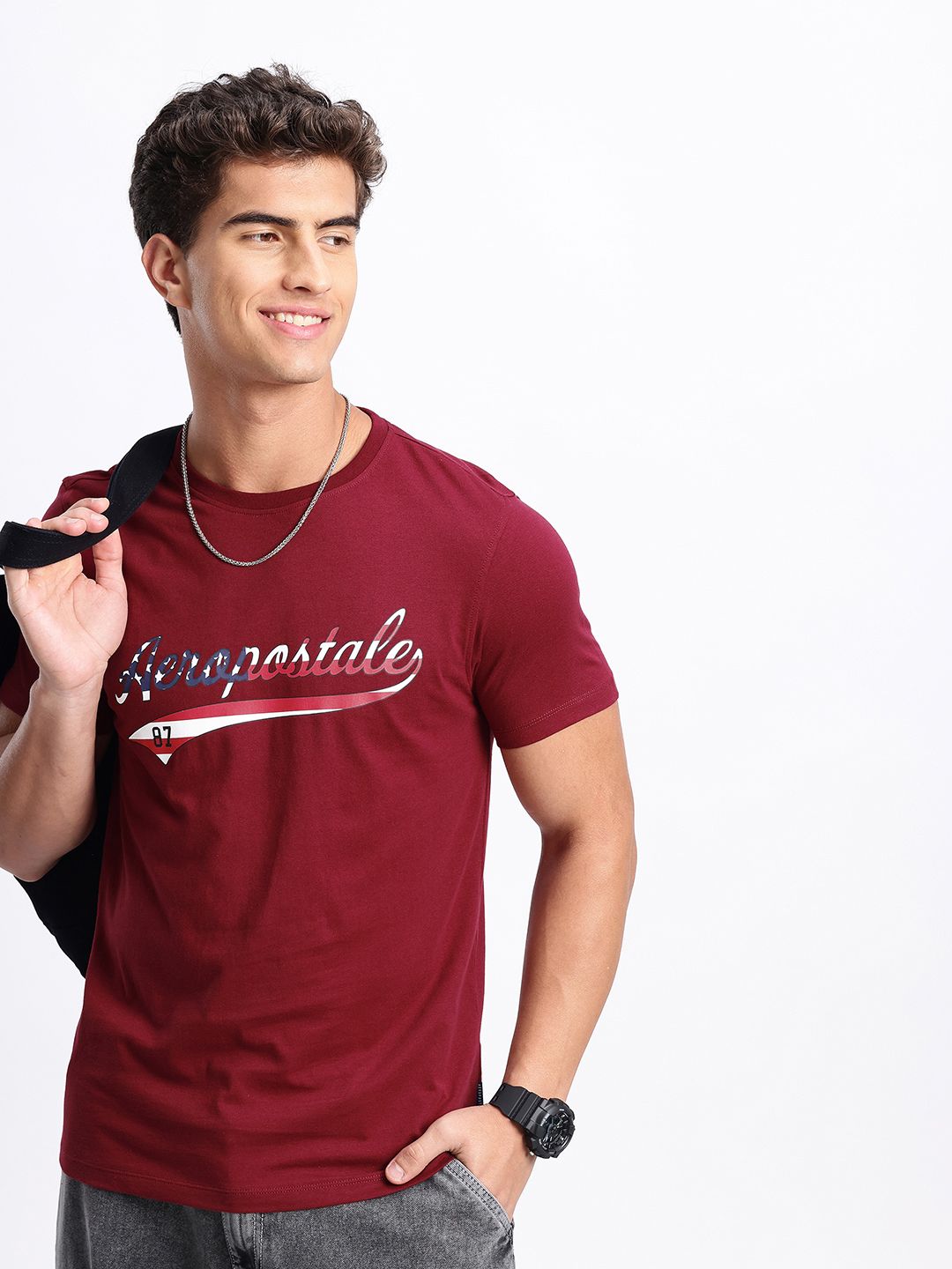 Aeropostale Brand Logo Printed Pure Cotton T-shirt