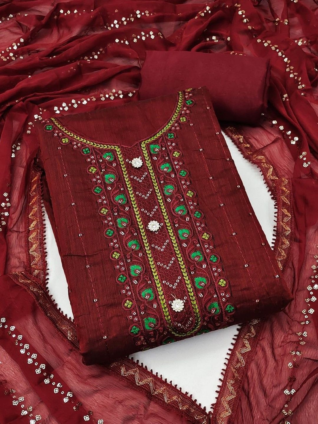 Dhaaga Ghar Embroidered Unstitched Dress Material