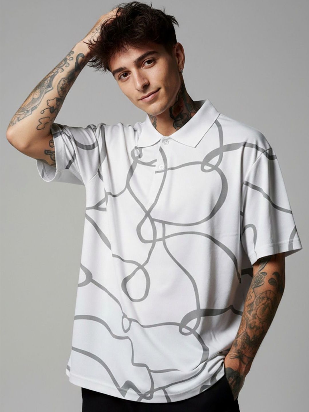 glitchez Men Printed Polo Collar T-shirt