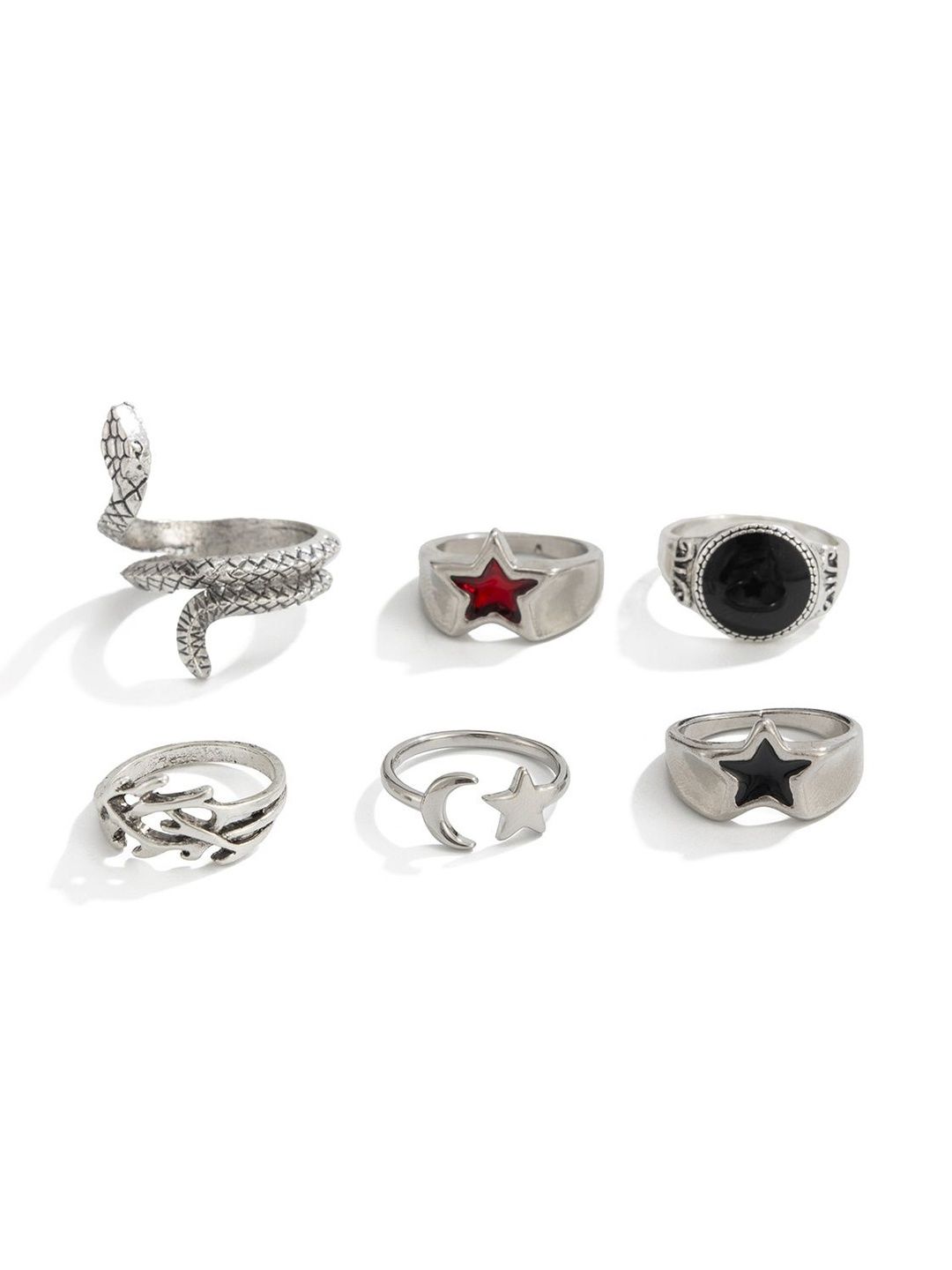 StyleCast x Revolte Set of 6 Silver-Plated Finger Ring