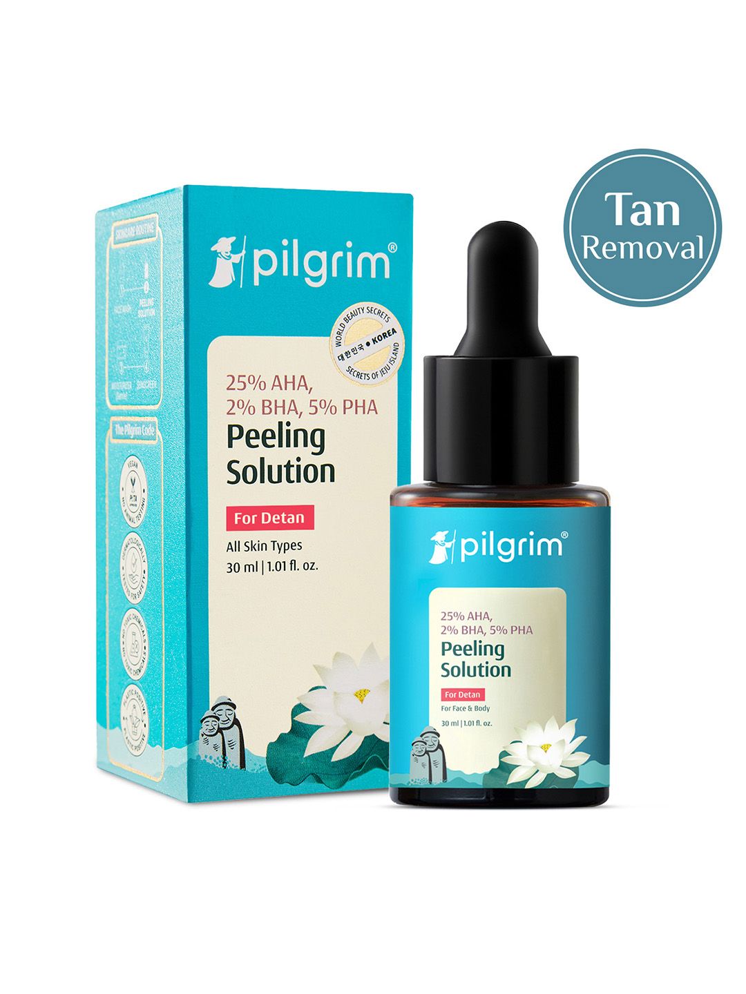 Pilgrim Pilgrim Glycolic Acid-AHA Salicylic Acid Face Exfoliator-Peeling Solution Serum - 30 ml