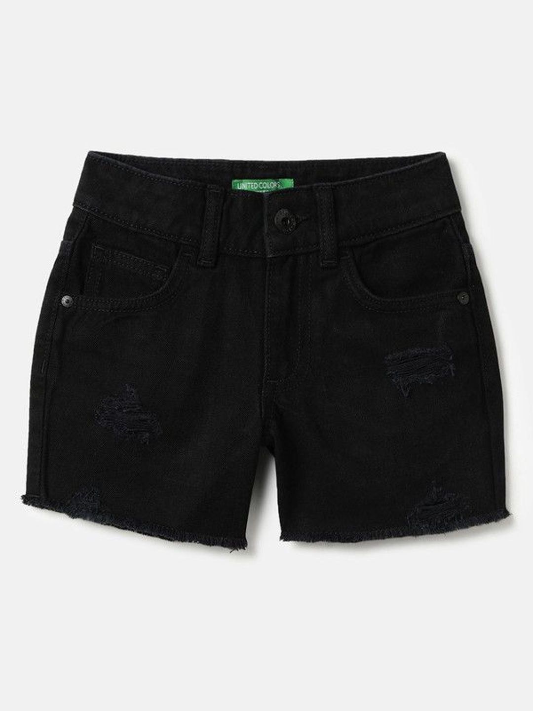 United Colors Of Benetton Shorts Fille Denim Stretch Poches - Taille Élastique Réglable