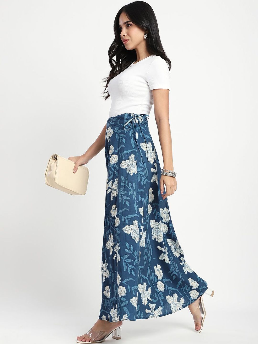 Buy R&B Women Cotton Floral Bohemian Maxi Wrap Skirt - Skirts for