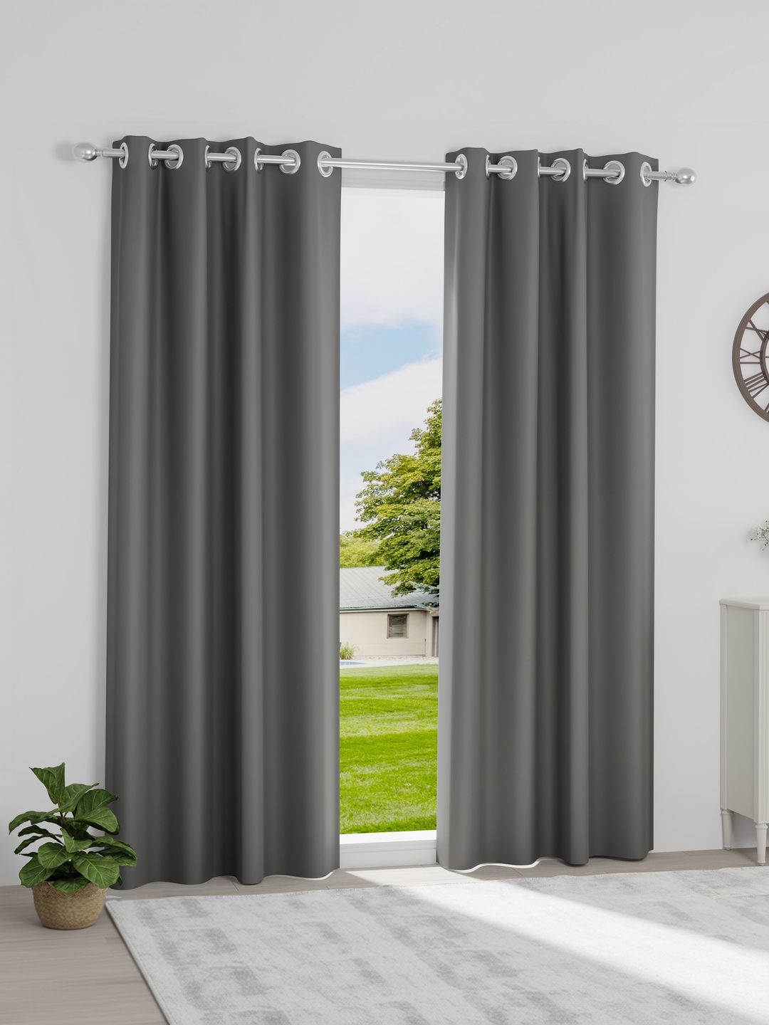 wakefit wakefit Grey Black Out Door Curtain