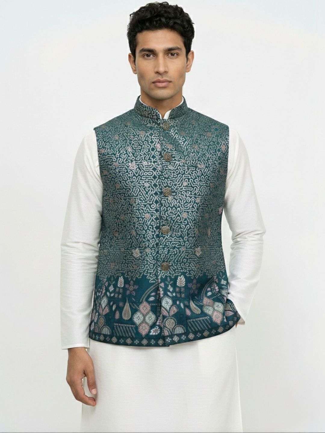 HERE&NOW Embroidered Woven Nehru Jackets