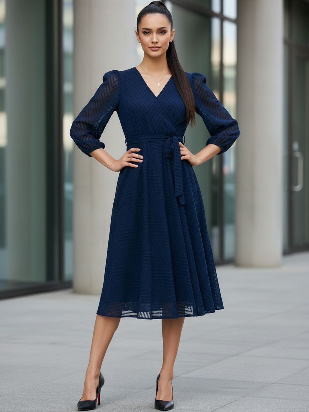 Buy BLUE PIEGEON Crepe Fit & Flare Dress - Dresses for Women