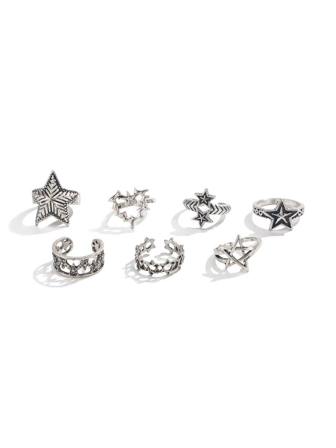 StyleCast x Revolte Set of 7 Silver-Plated Finger Ring
