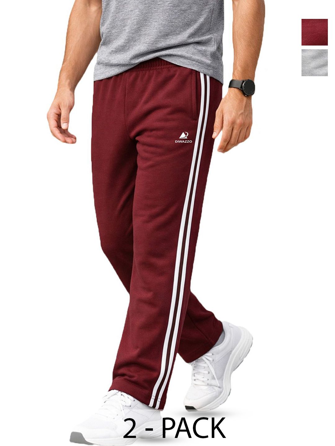 Diwazzo Men Pack of 2 Regular Fit Brand Logo Training Track Pants
