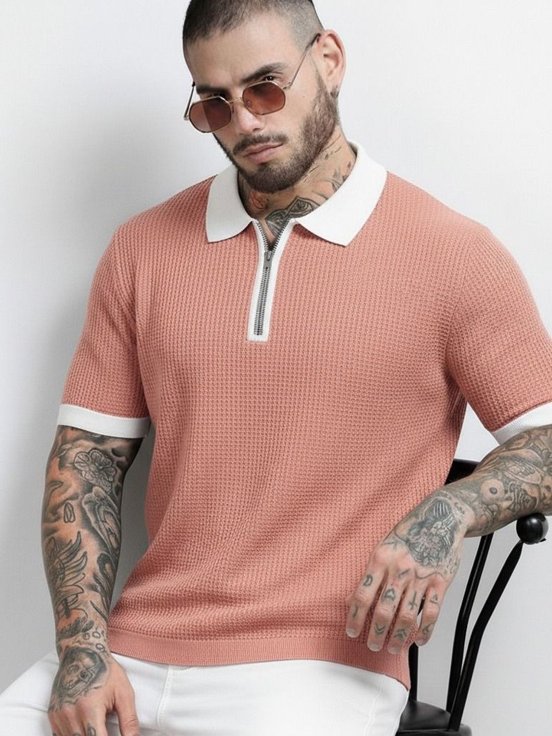 R.Code by The Roadster Life Co. Men Polo Collar T-shirt
