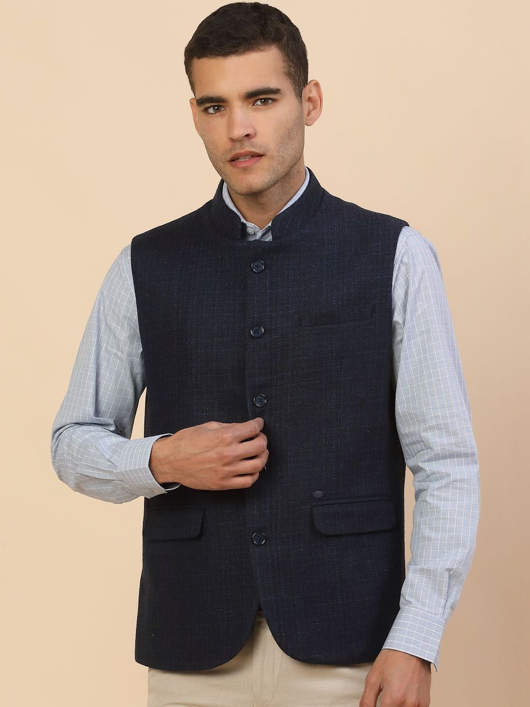 Cantabil Woven Design Regular Fit Nehru Jacket