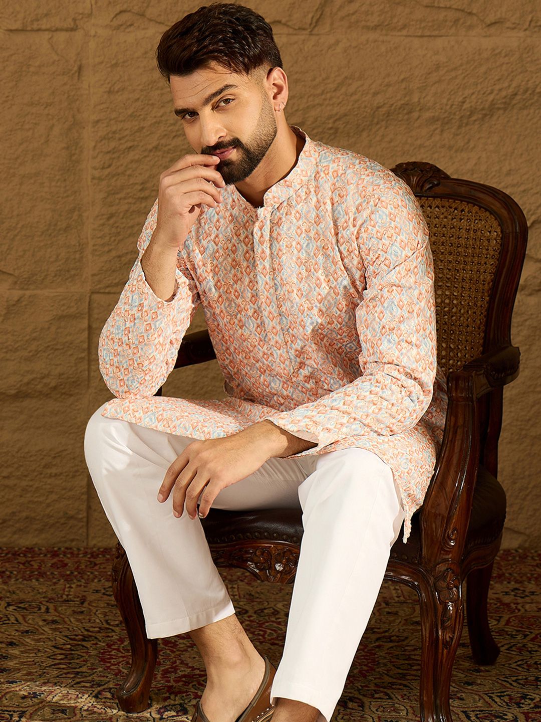 Ethnic Bay Men Geometric Printed Kurta