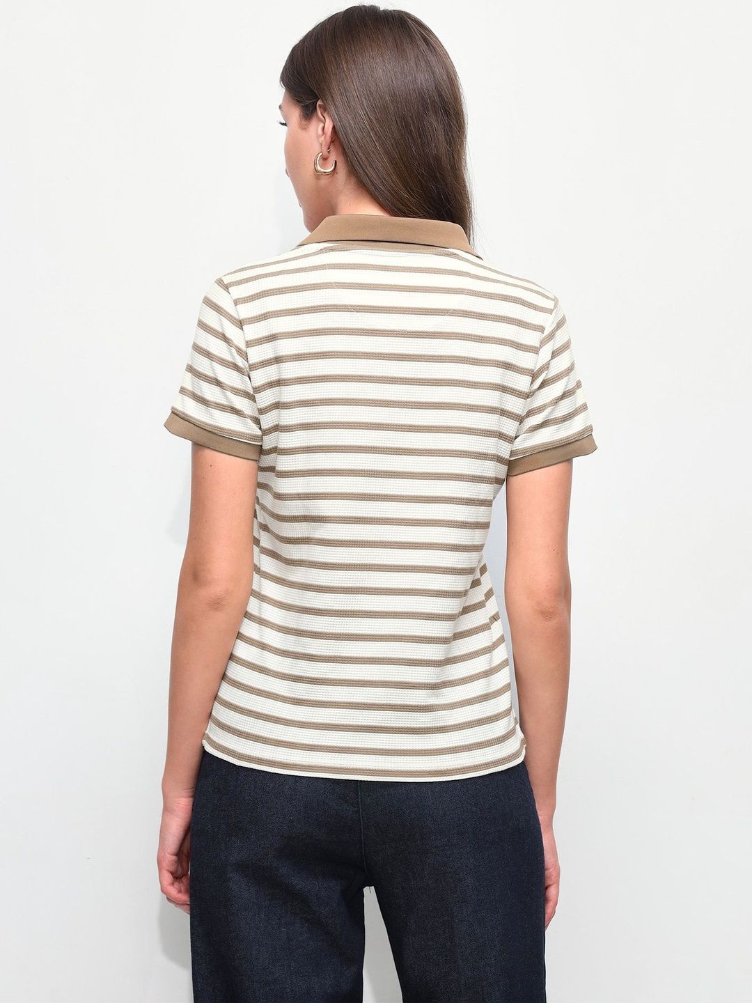 Striped Polo Collar T-shirt