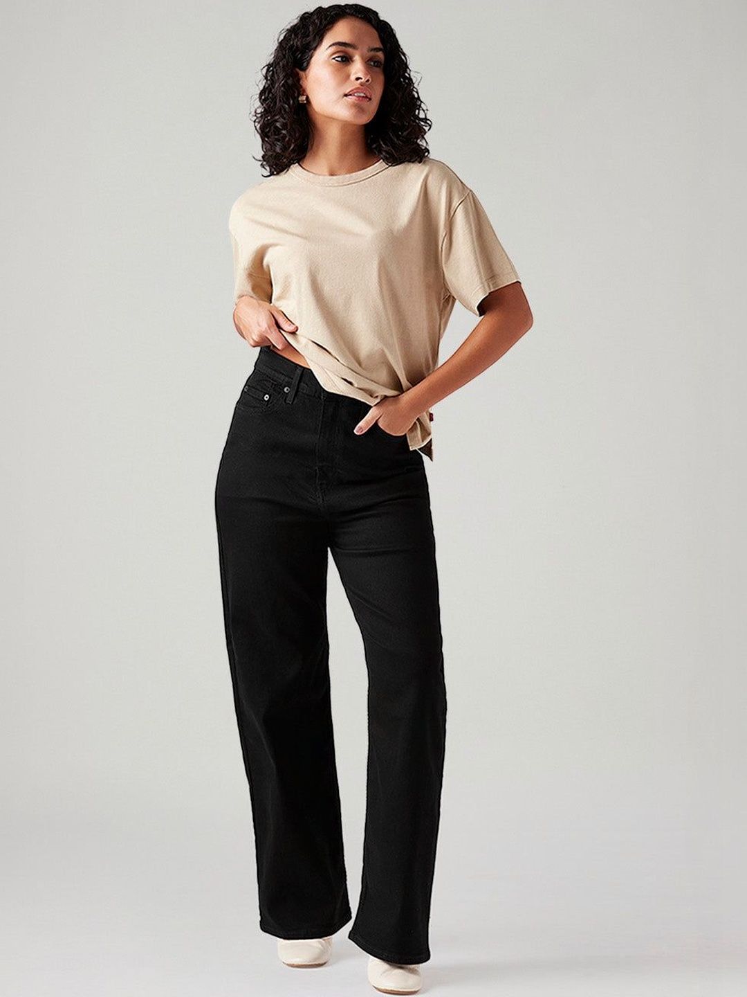 Black Loose Fit High Rise Jeans