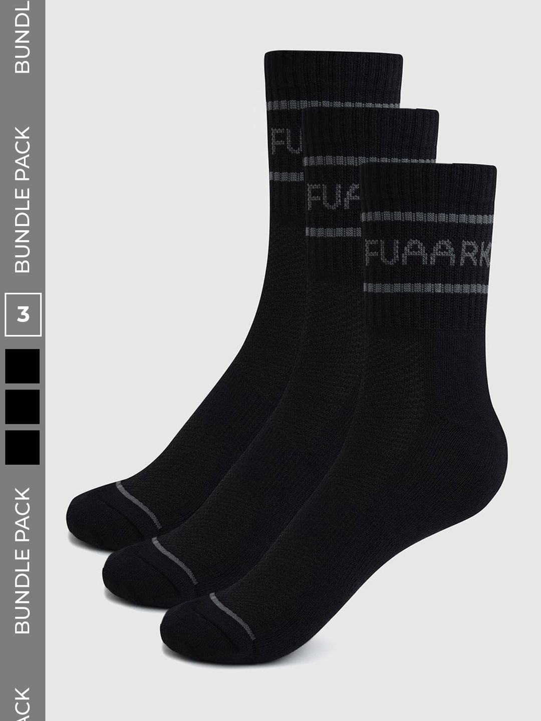 FUAARK Men Pack of 3 Cotton Blend Patterned Calf Length Socks