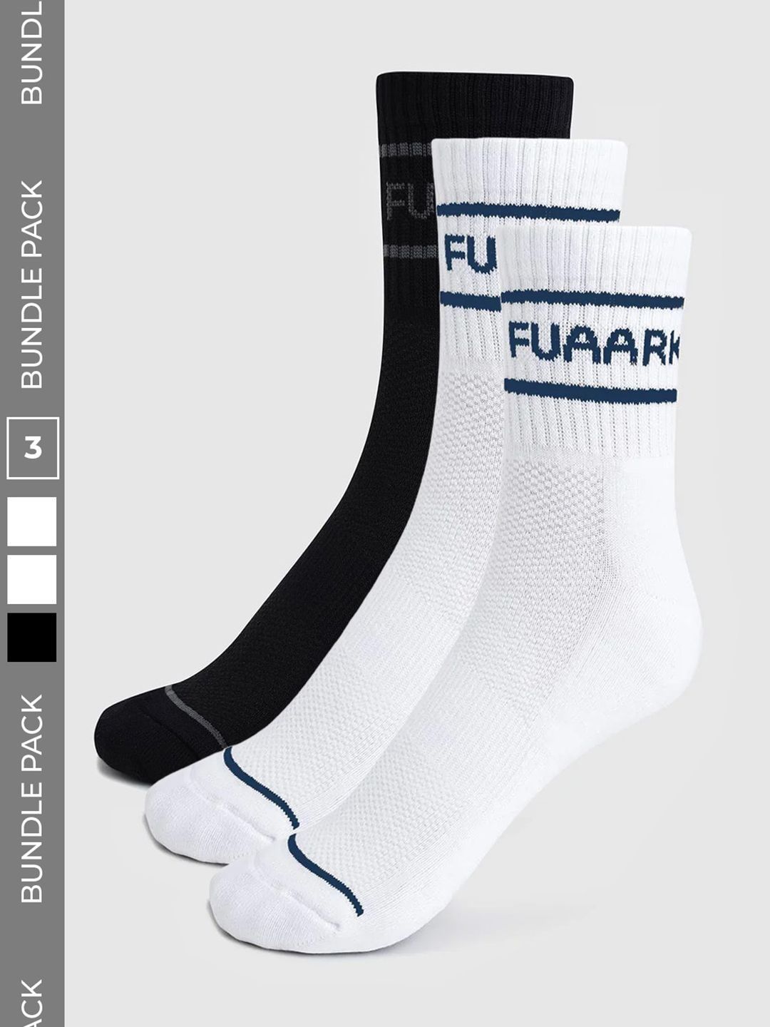 FUAARK Men Pack of 3 Cotton Blend Patterned Calf Length Socks