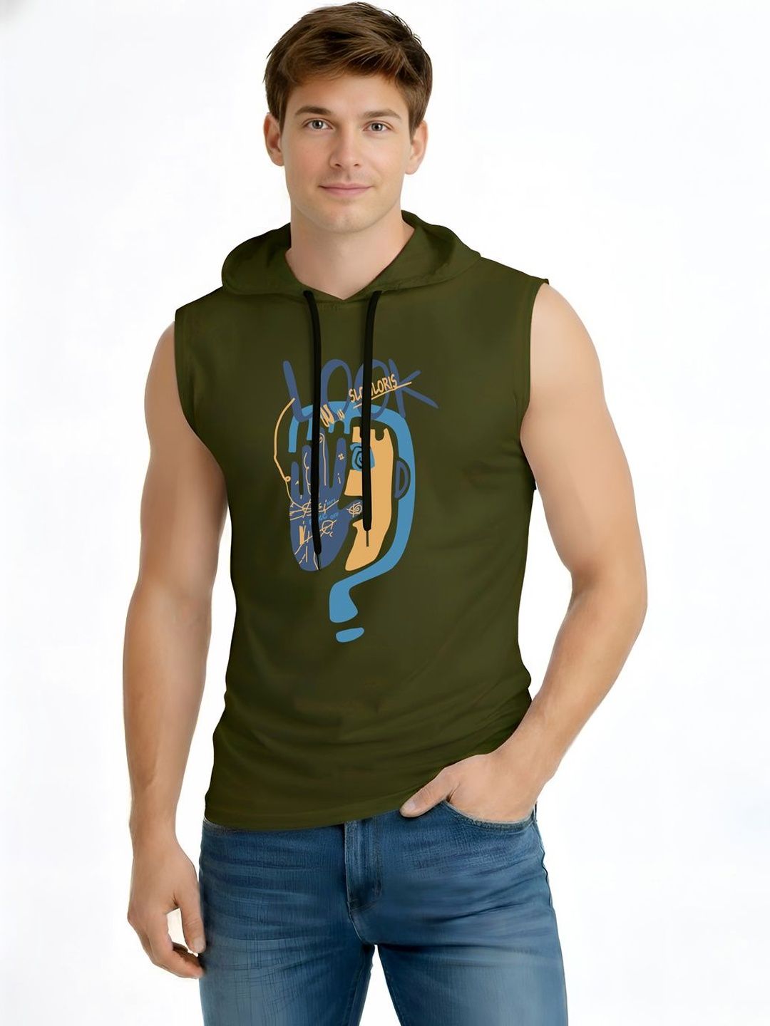 TEEFOX Men Printed Hooded T-shirt
