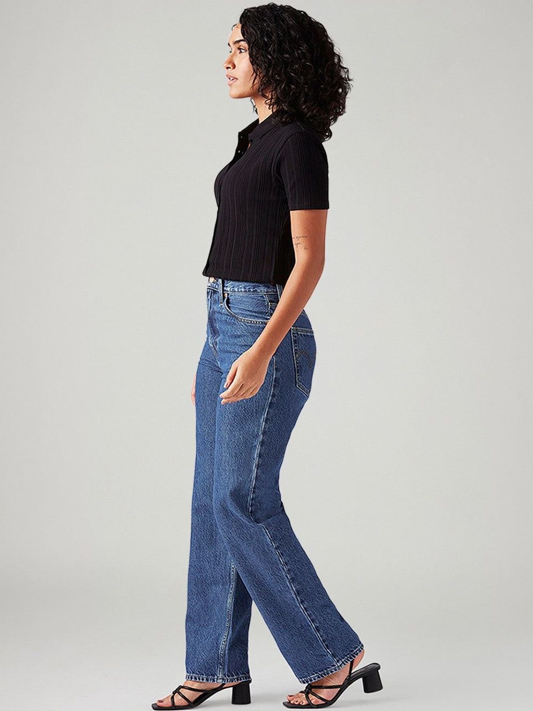 Blue Ribcage Straight Fit High Rise Jeans