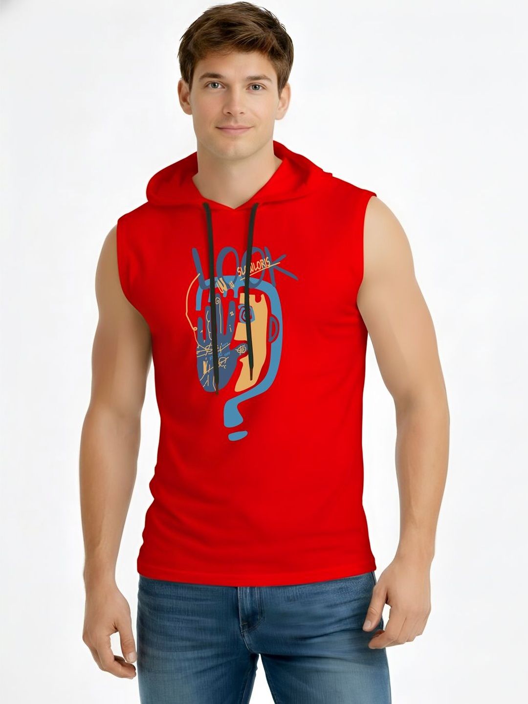 TEEFOX Men Printed Hooded T-shirt