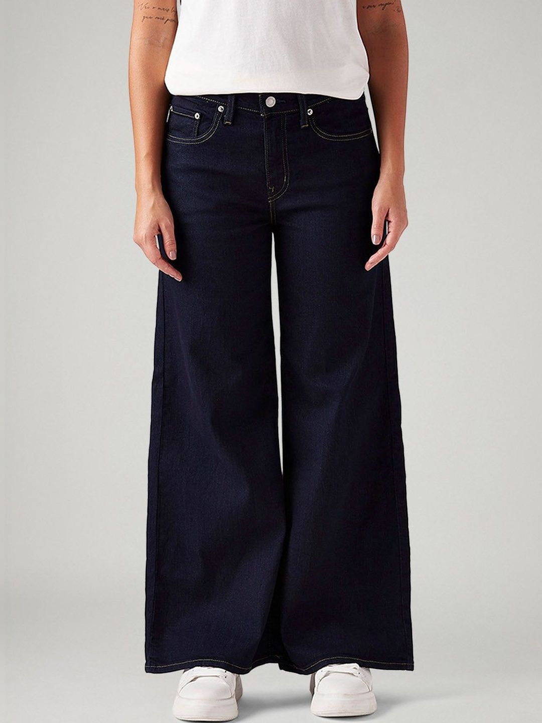 728 Dark-Blue Wide Leg Fit High Rise Jeans
