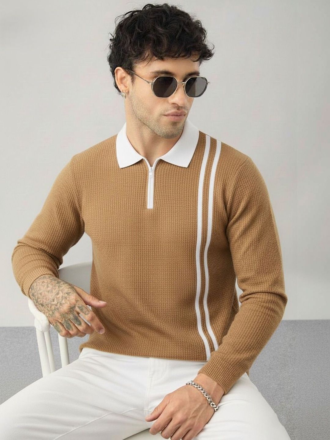 R.Code by The Roadster Life Co. Men Polo Collar T-shirt