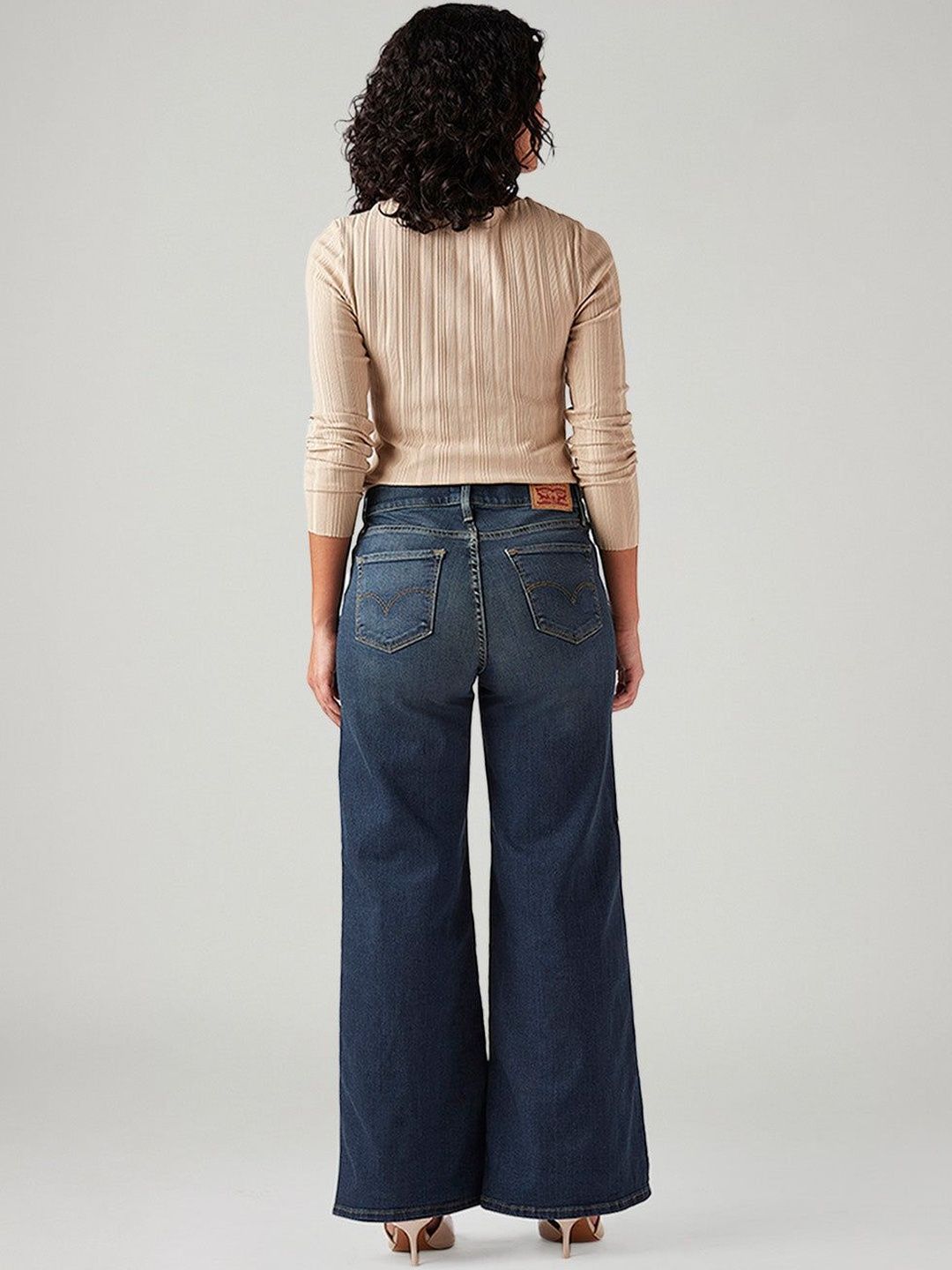 318 Blue Wide Leg Fit Mid Rise Jeans