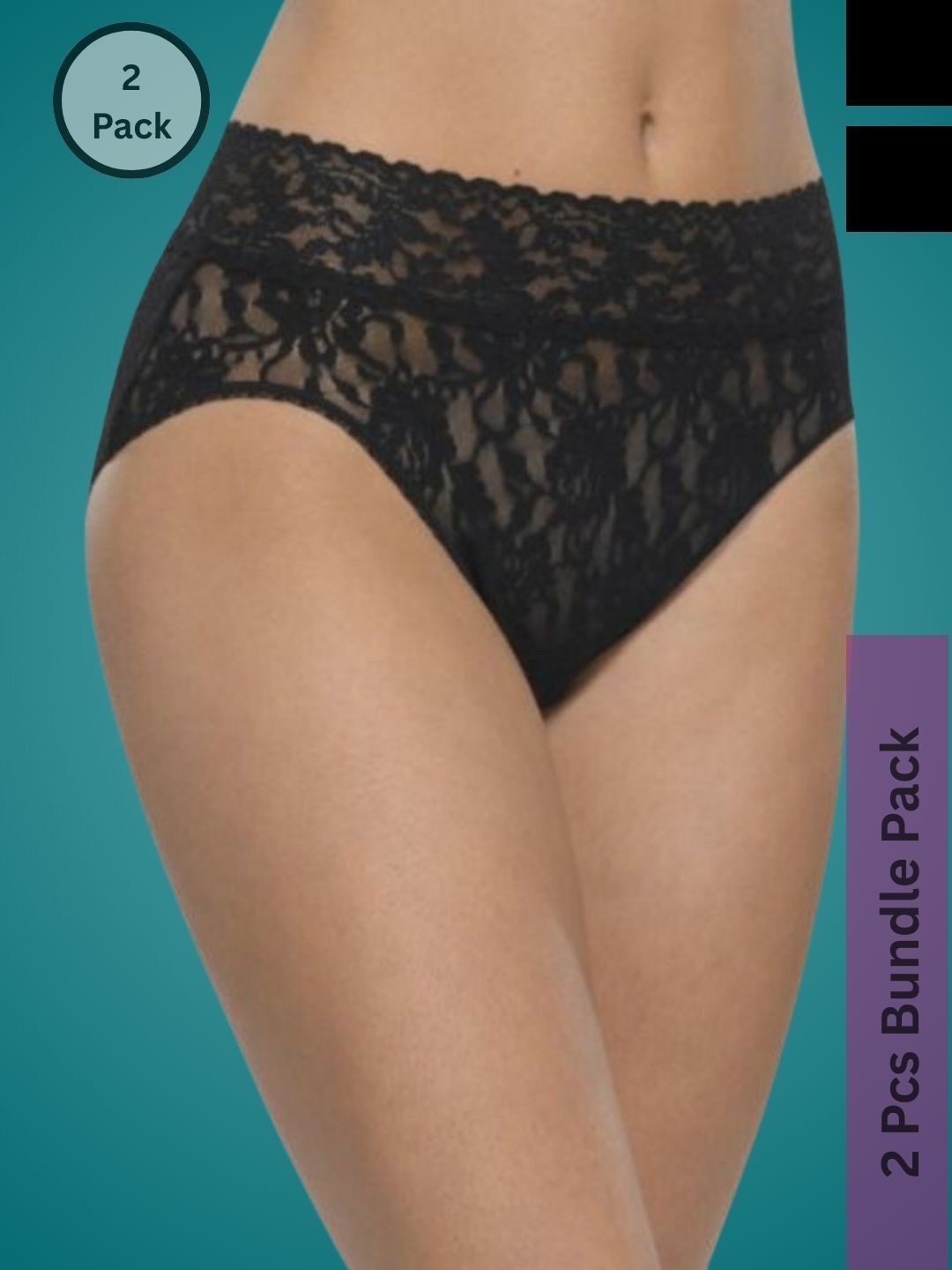 Ribald The Neech Women Pack of 2 Self Design Lace Hipster Briefs