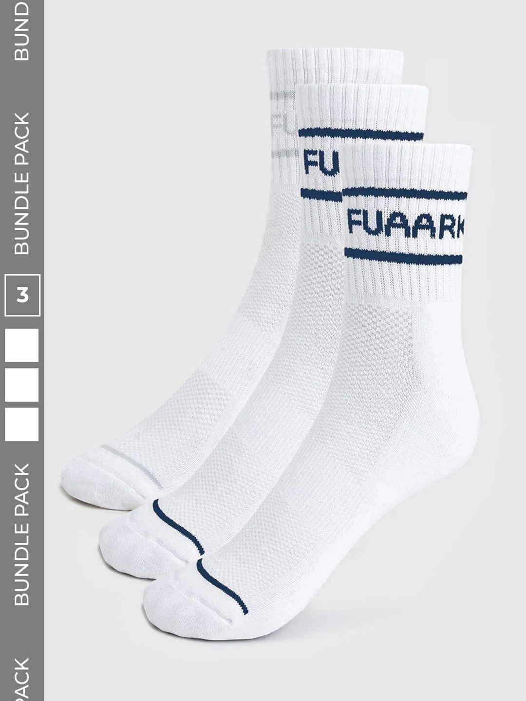 FUAARK Men Pack of 3 Cotton Blend Patterned Above Ankle Socks