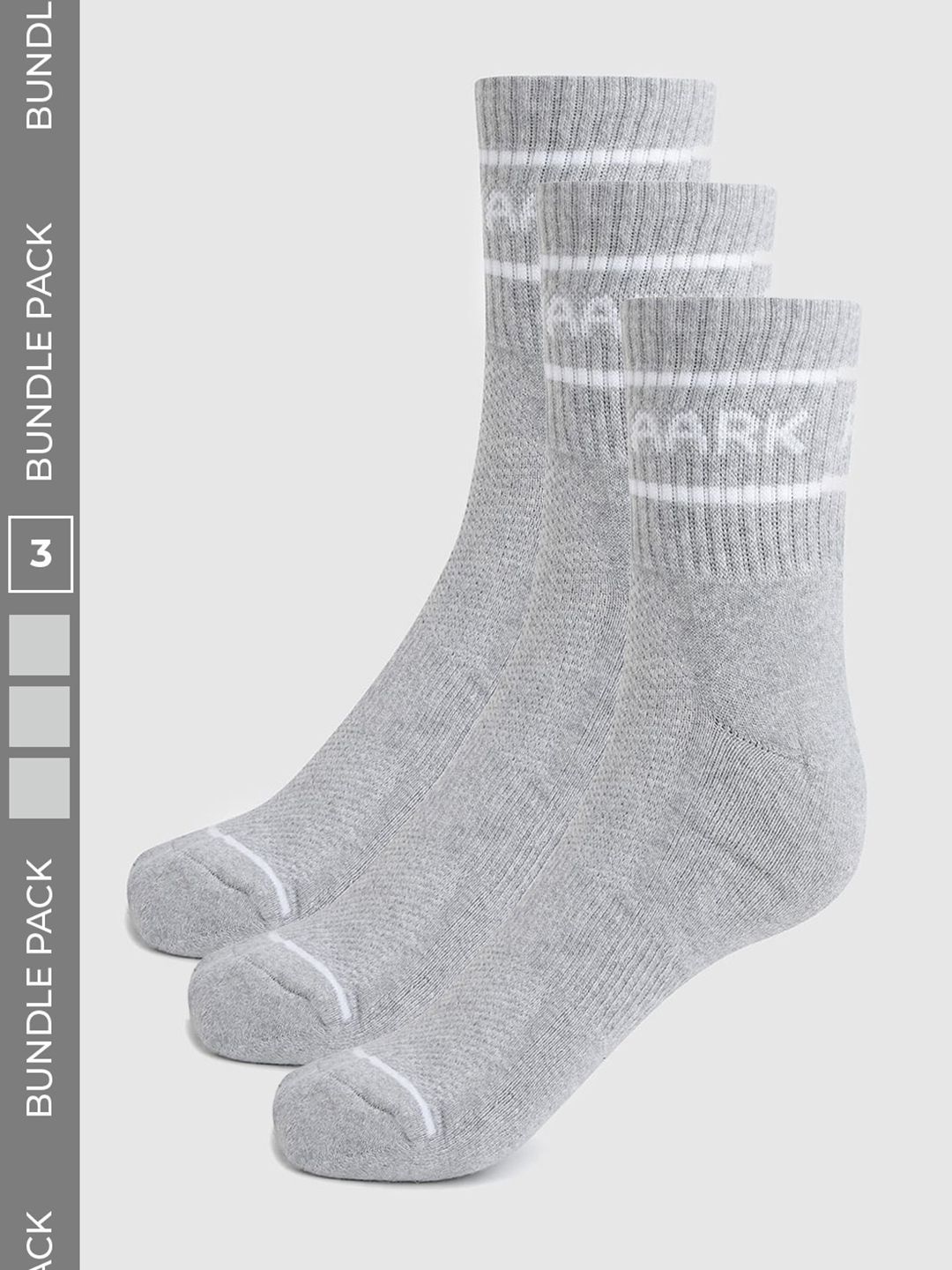 FUAARK Men Pack of 3 Cotton Blend Striped Calf Length Socks