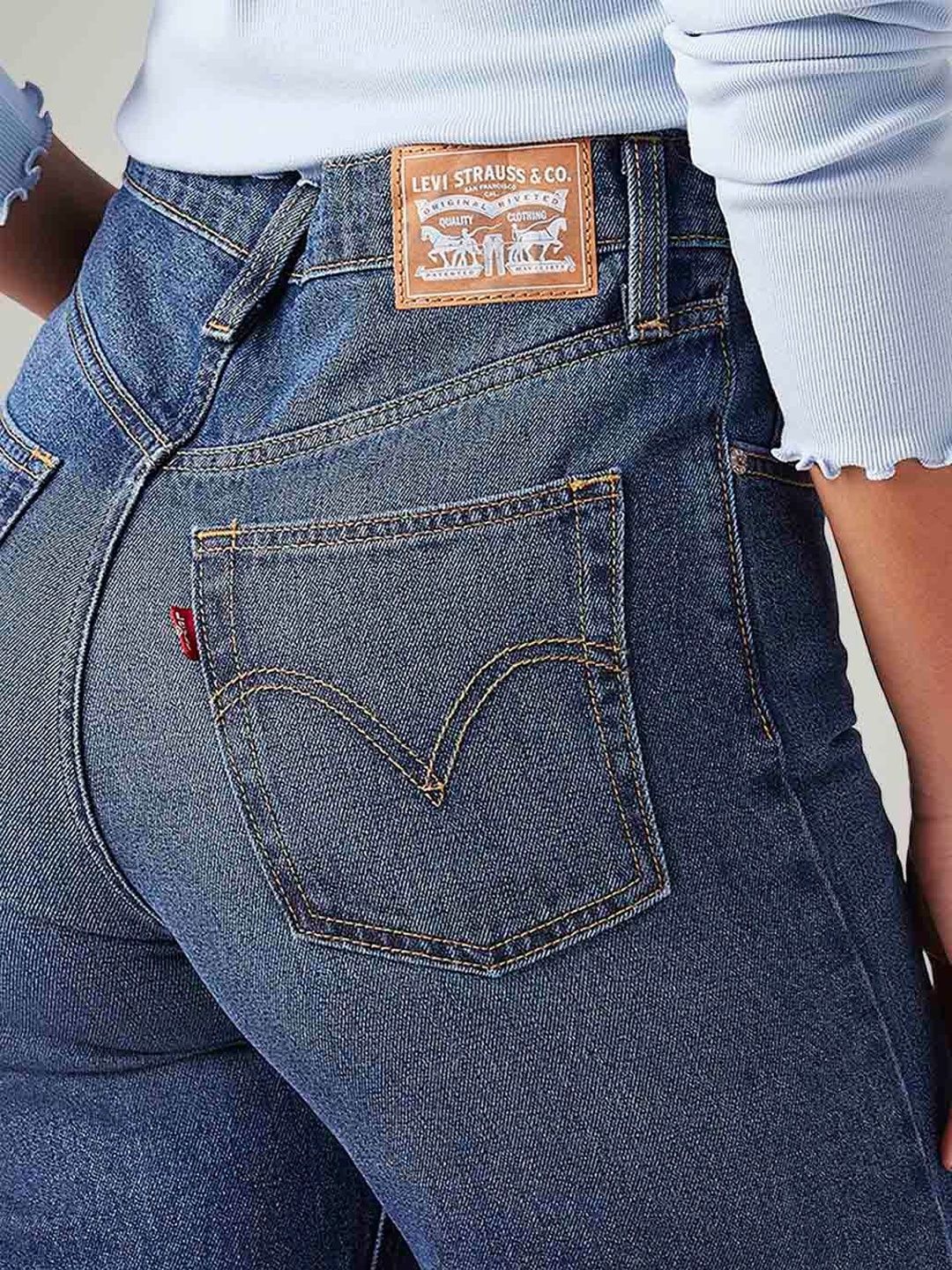 Blue Ribcage Straight Fit High Rise Jeans