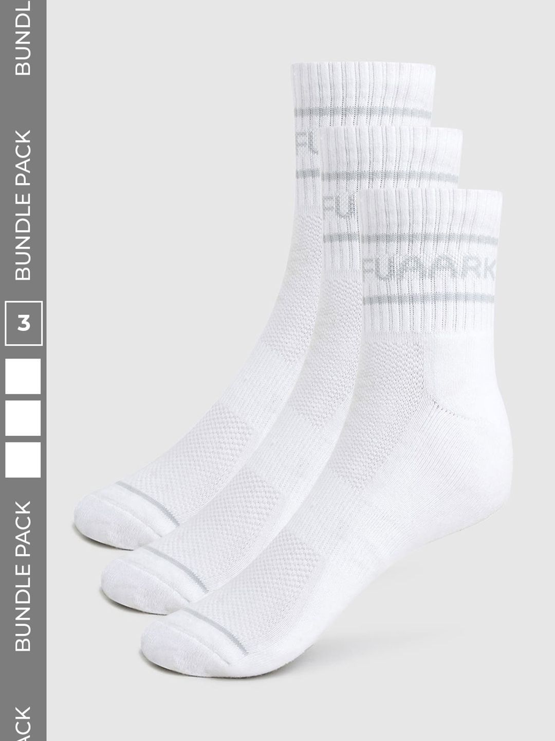 FUAARK Men Pack of 3 Cotton Blend Striped Above Ankle Socks
