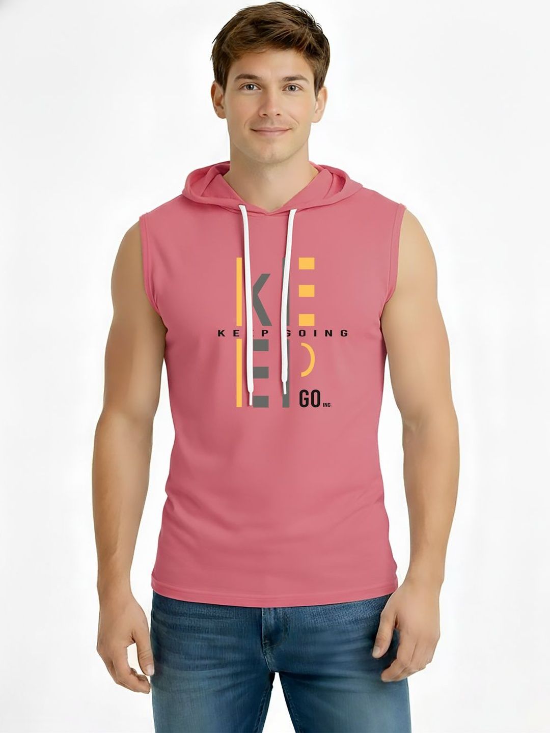 TEEFOX Men Typography Printed Hooded T-shirt