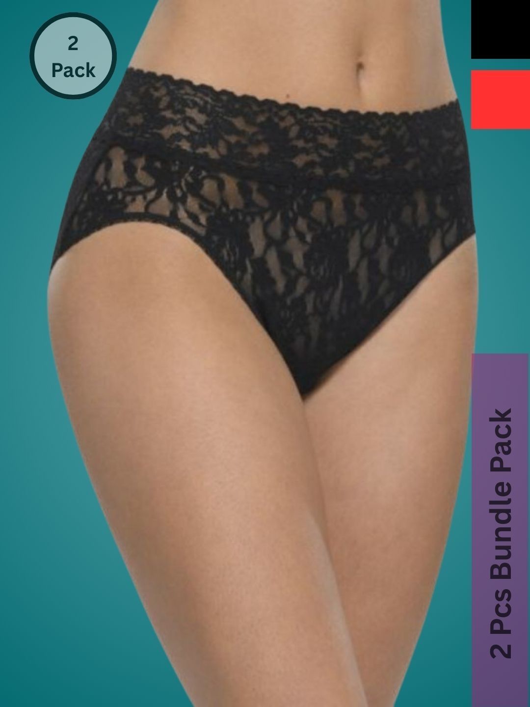 Ribald The Neech Women Pack of 2 Printed Lace Basic Briefs