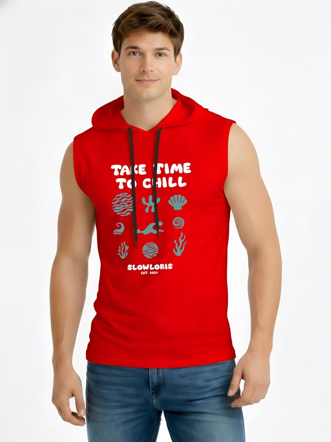 TEEFOX Men Printed Hooded T-shirt