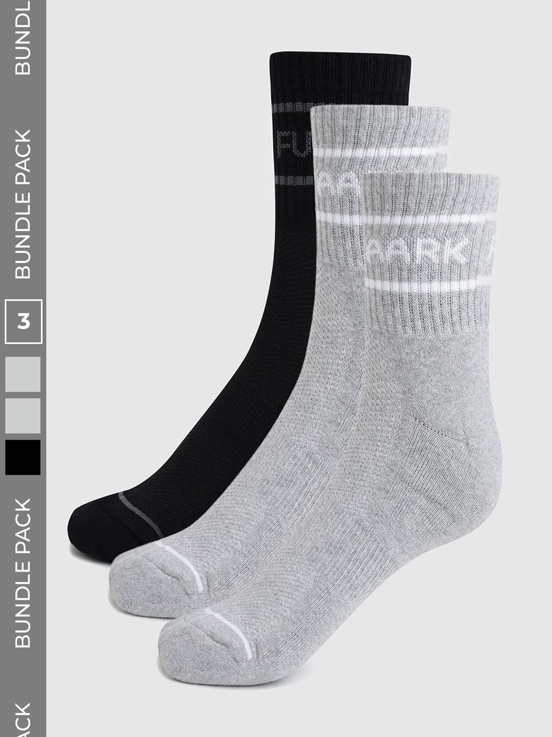 FUAARK Men Pack of 3 Cotton Blend Patterned Calf Length Socks